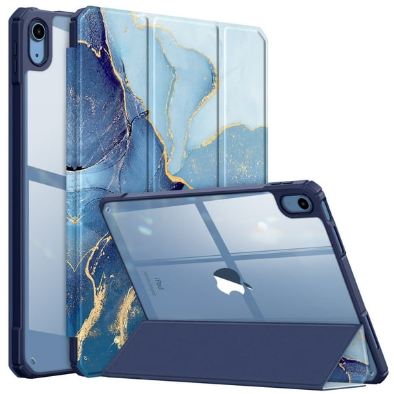 Fintie Slim Case for iPad 10th Generation (2022 Release) 10.9 Inch with Transparent Clear Back Shell, Shockproof Smart Protetive Standing Cover, Auto Sleep Wake, Ocean Marble