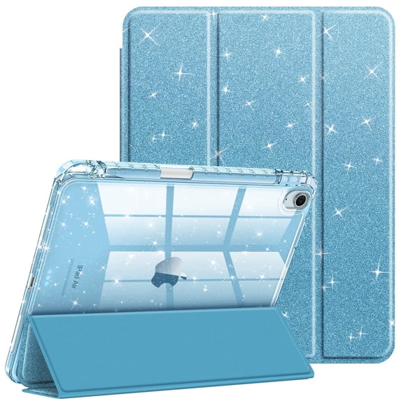 Fintie Slim Case for iPad Air 11-inch M4/M3/M2 (2026/2025/2024), iPad Air 5th/4th Generation (2022/2020) 10.9 Inch– Sparkly Glitter Cover with Clear Back Shell, Blue