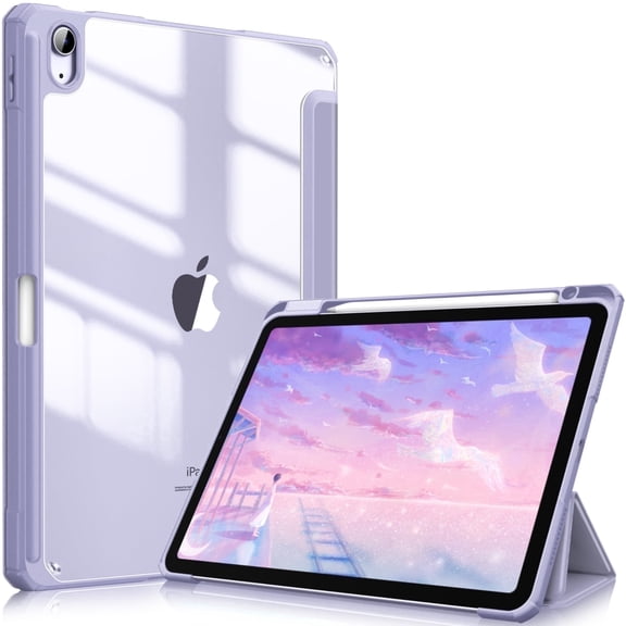 Fintie Slim Hybrid Case for iPad Air 11-inch M4/M3/M2 (2026/2025/2024), iPad Air 5th/4th Generation (2022/2020) 10.9 Inch - Clear Transparent Back Cover with Built-in Pencil Holder