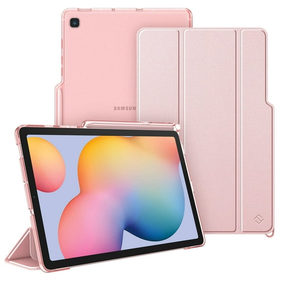 Fintie SlimShell Case for Samsung Galaxy Tab S6 Lite 10.4 Inch 2024/2022/2020 with S Pen Holder, Lightweight Stand Translucent Frosted Back Cover, Auto Wake/Sleep, Rose Gold