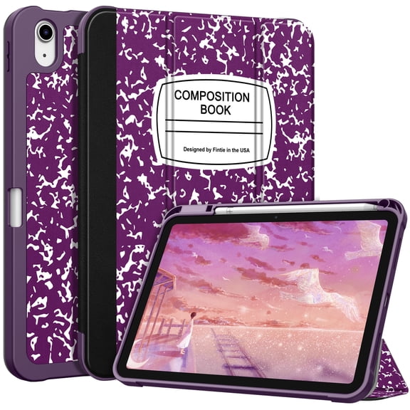 Fintie SlimShell Case for iPad (A16) 11th Generation 11 Inch (2025), iPad 10th Generation 10.9 Inch (2022) with Pencil Holder, Composition Book Purple
