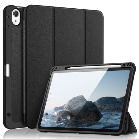 Fintie SlimShell Case for iPad Air 11-inch M3 (2025) / M2 (2024), iPad Air 5th (2022) / 4th Generation (2020) 10.9 Inch - Flexible Soft-Touch TPU Cover with Built-In Pencil Slot, Black