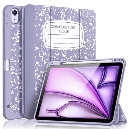 Fintie SlimShell Case for iPad Air 11-inch M4/M3/M2 (2026/2025/2024), iPad Air 5th/4th Generation (2022/2020) 10.9 Inch - Flexible Soft-Touch TPU Cover with Built-In Pencil Slot, Composition Lilac