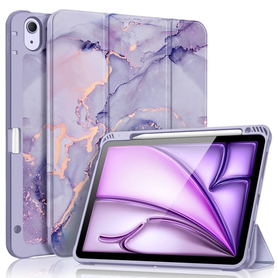 Fintie SlimShell Case for iPad Air 11-inch M4/M3/M2 (2026/2025/2024), iPad Air 5th/4th Generation (2022/2020) 10.9 Inch - Flexible Soft-Touch TPU Cover with Built-In Pencil Slot, Lilac Marble