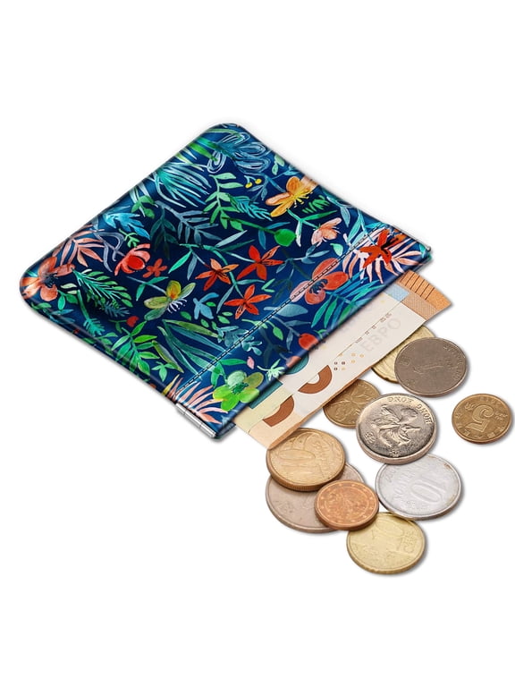 Squeeze Coin Purse,PU Leather Coin Pouch Change Holder for Woman Girls,Jungle Night