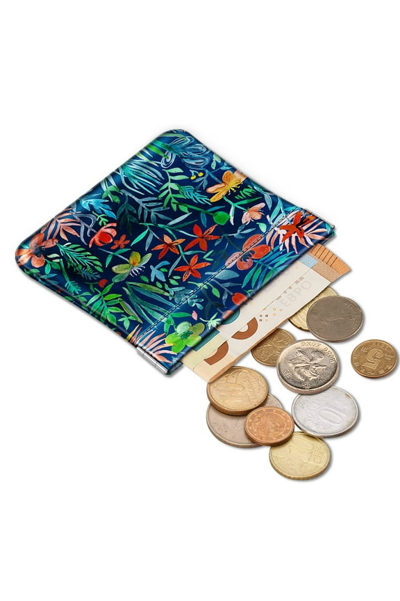 Squeeze Coin Purse,PU Leather Coin Pouch Change Holder for Woman Girls,Jungle Night