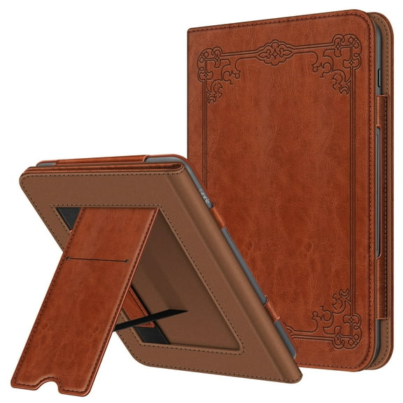 Fintie Stand Case for Nook GlowLight 4 Plus Tablet 7.8" (2023 Release) - Premium PU Leather Sleeve Cover with Card Slot and Hand Strap, Brown