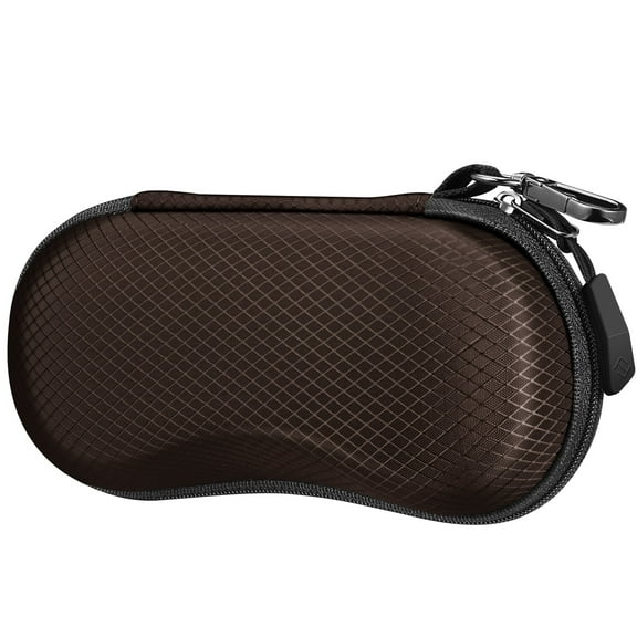 Fintie Sunglasses Case, Hard EVA Shell Shockproof Sport Glasses Case with Metal Carabiner Travel Zipper Eyeglasses Case, Brown