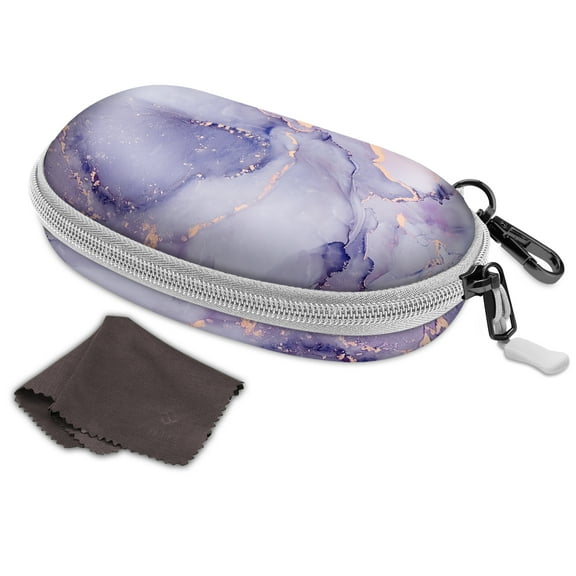 Fintie Sunglasses Case with Carabiner, Hard Shell Shockproof Sport Glasses Case Travel Zipper Eyeglasses Case, Lilac Marble