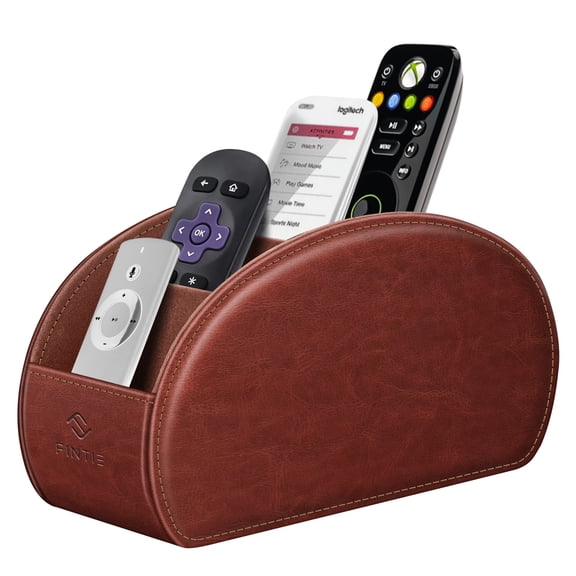 Fintie TV Remote Control Holder Desktop Organizer - PU Leather Storage Caddy with 5 Compartments