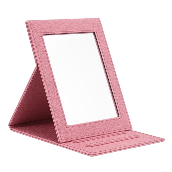 Fintie Travel Folding Makeup Mirror - Portable Slim PU Leather Folding Cosmetic Mirror with Standing, Pink