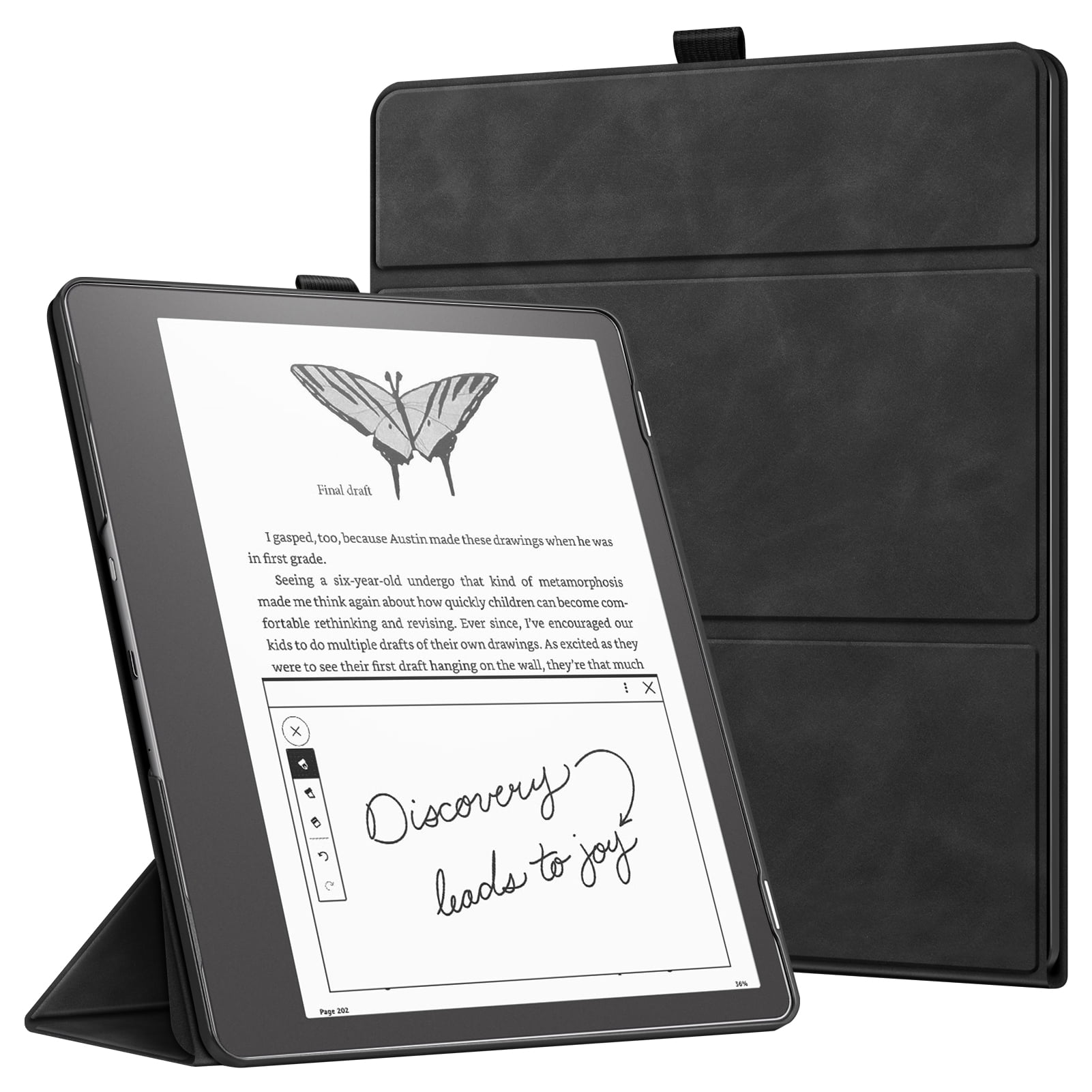 Kindle Scribe Leather Cover (only fits Kindle Scribe) - Black