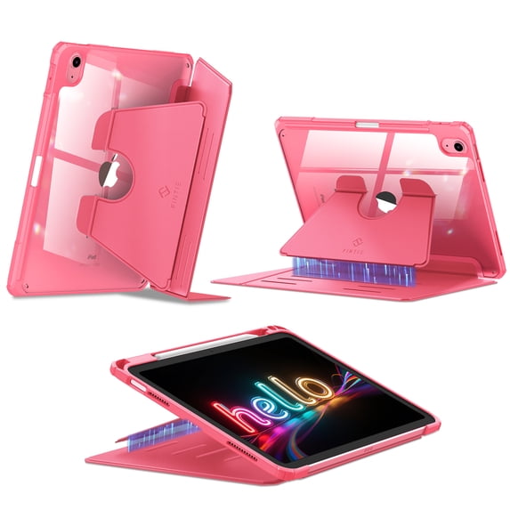 Fintie Vertical Stand Case for iPad 11th Generation 11-inch (A16, 2025) & iPad 10th Generation 10.9-inch (2022) – Magnetic Multi-Angle Case with Clear Back & Pencil Holder, Pink