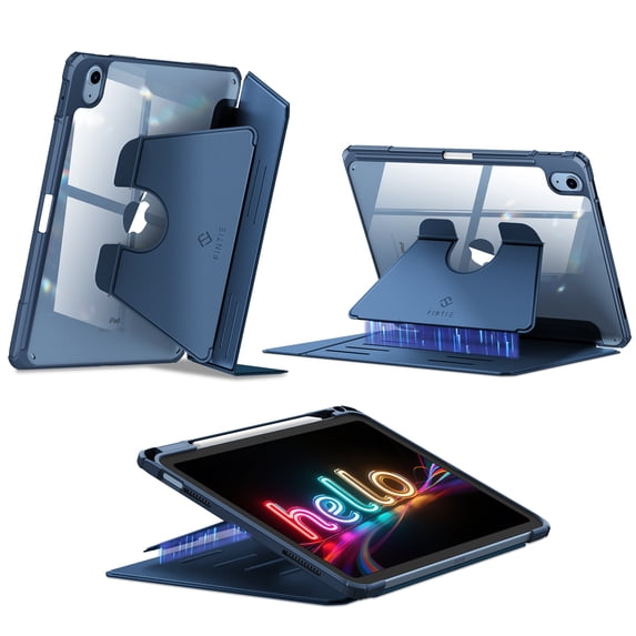 Fintie Vertical Stand Case for iPad 11th Generation 11-inch (A16, 2025) & iPad 10th Generation 10.9-inch (2022) – Magnetic Multi-Angle Case with Clear Back & Pencil Holder, Blue