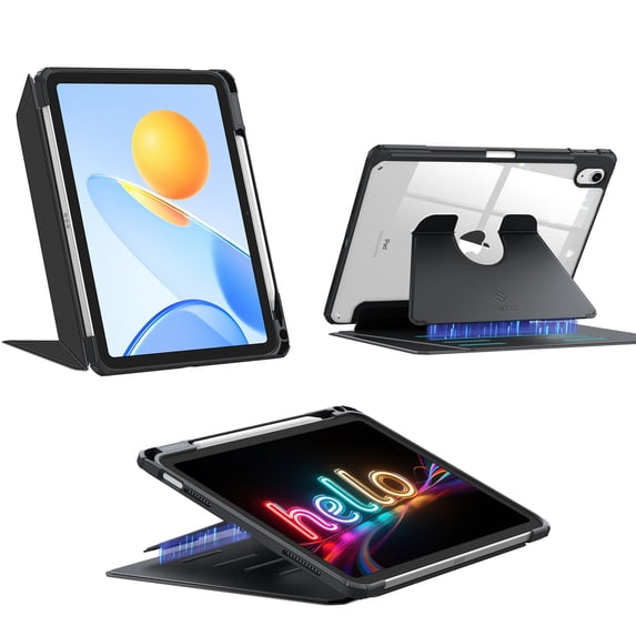 Fintie Vertical Stand Case for iPad 11th Generation 11-inch (A16, 2025) & iPad 10th Generation 10.9-inch (2022) – Magnetic Multi-Angle Case with Clear Back & Pencil Holder, Black