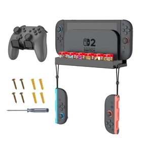 Fintie Wall Mount for Nintendo Switch 2, Metal Wall Mount Kit with 1 Controller Holder, 12 Game Card Holders, 2 Joy-Con Hooks, Space-Saving Console Organizer Behind TV