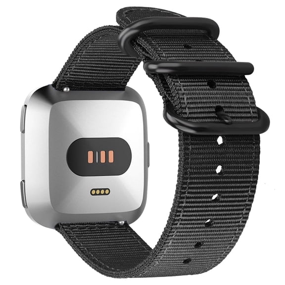 Fintie Watchband for Fitbit Versa 2/Versa 1/Versa Lite - Double Layer Soft Woven Nylon Replacement Wrist Strap, Black