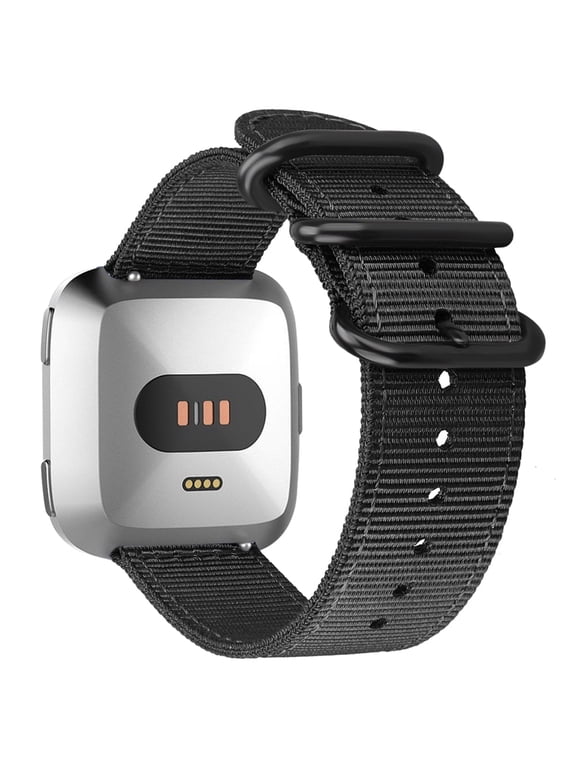 Watchband for Fitbit Versa 2/Versa 1/Versa Lite - Double Layer Soft Woven Nylon Replacement Wrist Strap, Black