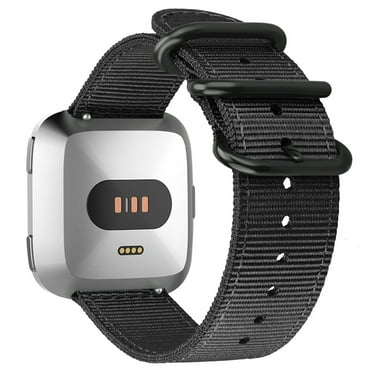 Fintie Watchband for Fitbit Versa 2/Versa 1/Versa Lite - Double Layer Soft Woven Nylon Replacement Wrist Strap, Black