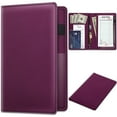 thumbnail image 1 of Fintie Server Book Organizer with Zipper Pocket, PU Leather Restaurant Guest Check Presenters Card Holder for Waitress, Waiter, Bartender, Purple, 1 of 14
