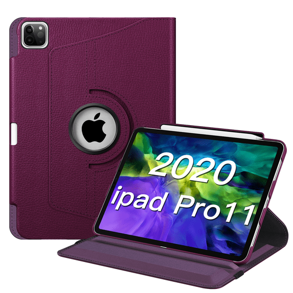 Fintie iPad Pro 11 Case 2020 360 Degree Rotating Stand Cover with Pencil Holder Auto Sleep/Wake, Purple