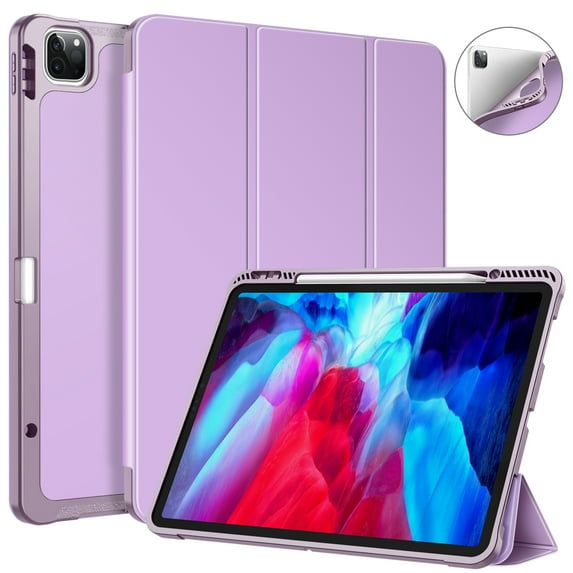 Fintie iPad Pro 12.9 Case 2020 with Pencil Holder - Soft Flexible TPU Back Cover with Auto Sleep / Wake, Violet