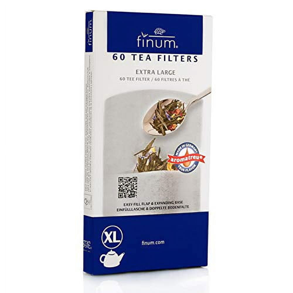 Finum Disposable Paper Tea Filter Bags for Loose Tea, White, Extra
