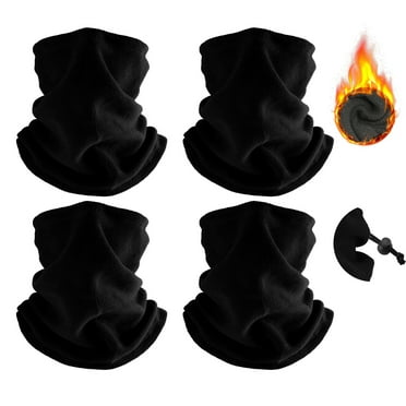 Finvizo 4 Pack Winter Neck Warmer Fleece Neck Gaiter Windproof Face Cover Scarf, Black