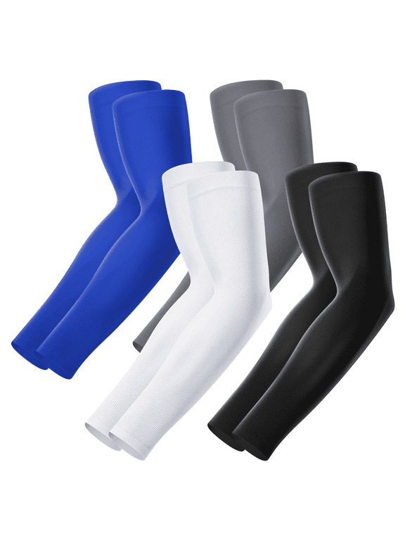 4 Pairs Sun Protection Sleeves to Cover Arms Cooling Sports Compression Arm Sleeves for Men Women