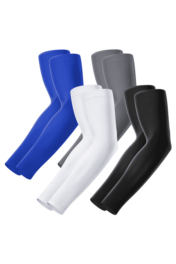 4 Pairs Sun Protection Sleeves to Cover Arms Cooling Sports Compression Arm Sleeves for Men Women