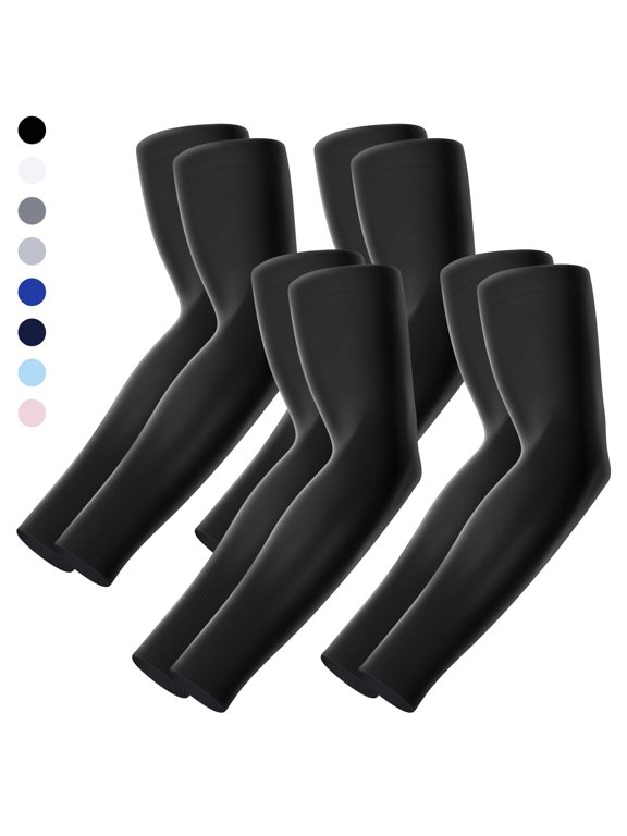 4 Pairs Sun Protection Sleeves to Cover Arms Cooling Sports Compression Arm Sleeves for Men Women