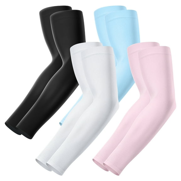 Finvizo 4 Pairs Sun Protection Sleeves to Cover Arms Cooling Sports Compression Arm Sleeves for Men Women