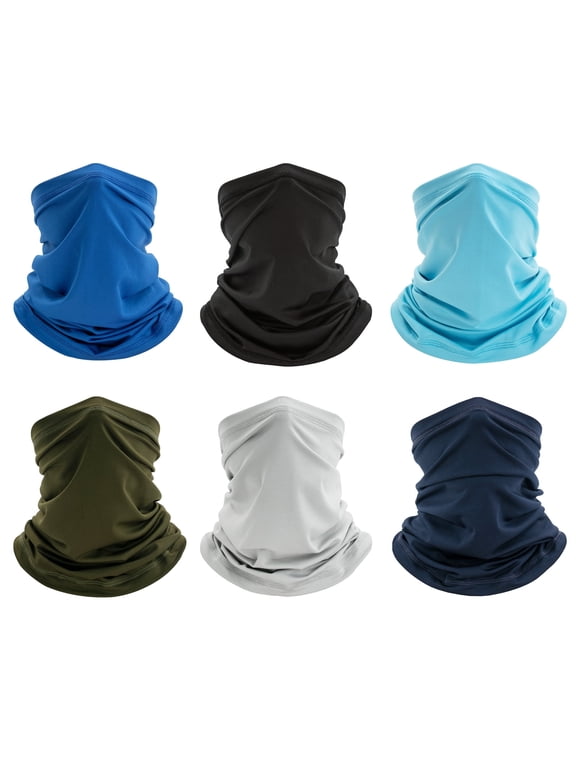 6 Pack Neck Gaiter Bandana Face Mask Cooling Gator Mask Face Cover Neck Scarf