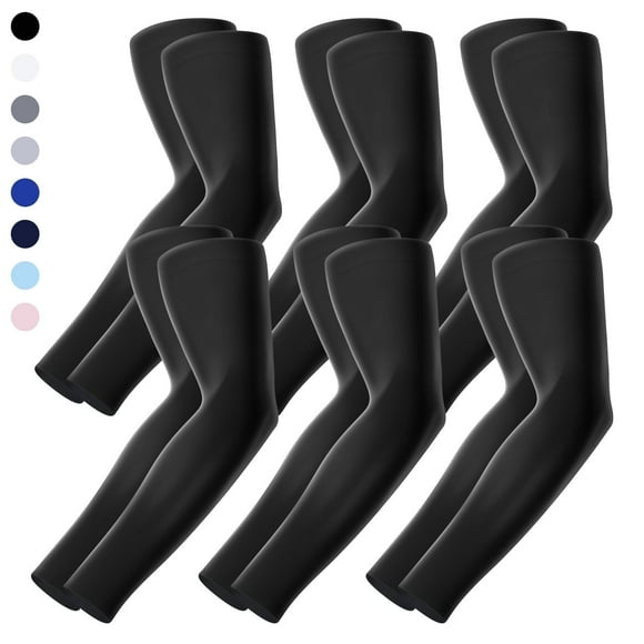 Finvizo 6 Pairs Sun Protection Sleeves to Cover Arms Cooling Sports Compression Arm Sleeves for Men Women