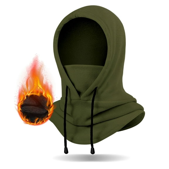 Finvizo Winter Balaclava Ski Mask: Hood Hats Fleece Balaclava Face Mask Men Women Warm Face Cover for Cold Weather Gear, Army Green