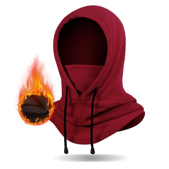 Finvizo Winter Balaclava Ski Mask: Hood Hats Fleece Balaclava Face Mask Men Women Warm Face Cover for Cold Weather Gear, Wine Red