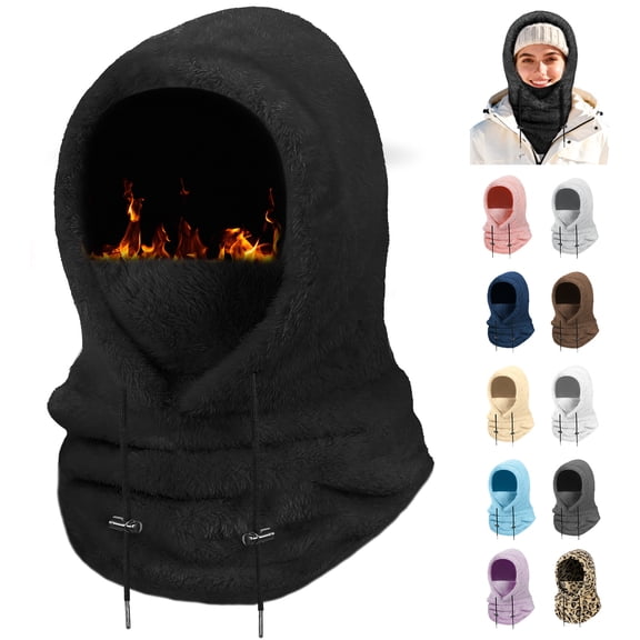 Finvizo Winter Balaclava Ski Mask: Windproof Fleece Warm Face Cover Hood for Men Women Outdoor Sports Snowboarding Skiing Hiking Cycling Breathable Thermal Cold Weather Gear, Black