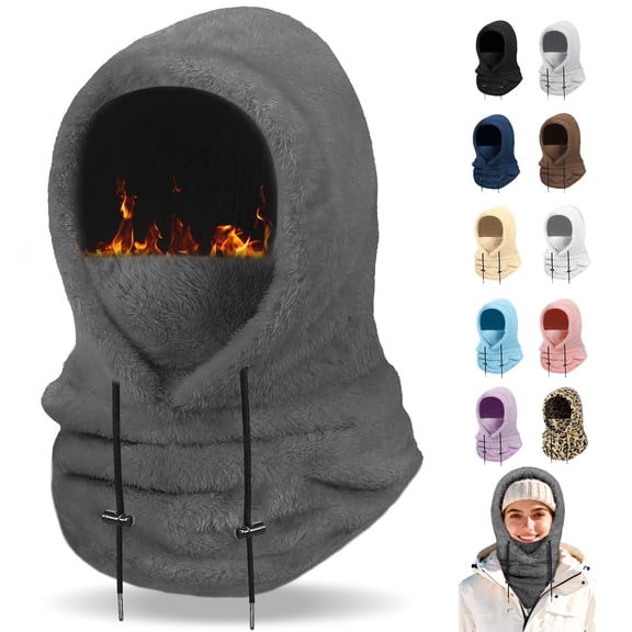 Finvizo Winter Balaclava Ski Mask: Windproof Fleece Warm Face Cover Hood for Men Women Outdoor Sports Snowboarding Skiing Hiking Cycling Breathable Thermal Cold Weather Gear, Dark Grey