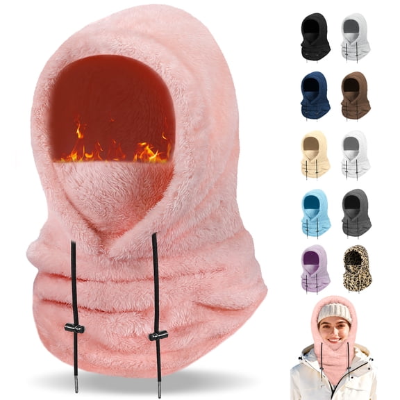 Finvizo Winter Balaclava Ski Mask: Windproof Fleece Warm Face Cover Hood for Men Women Outdoor Sports Snowboarding Skiing Hiking Cycling Breathable Thermal Cold Weather Gear, Pink