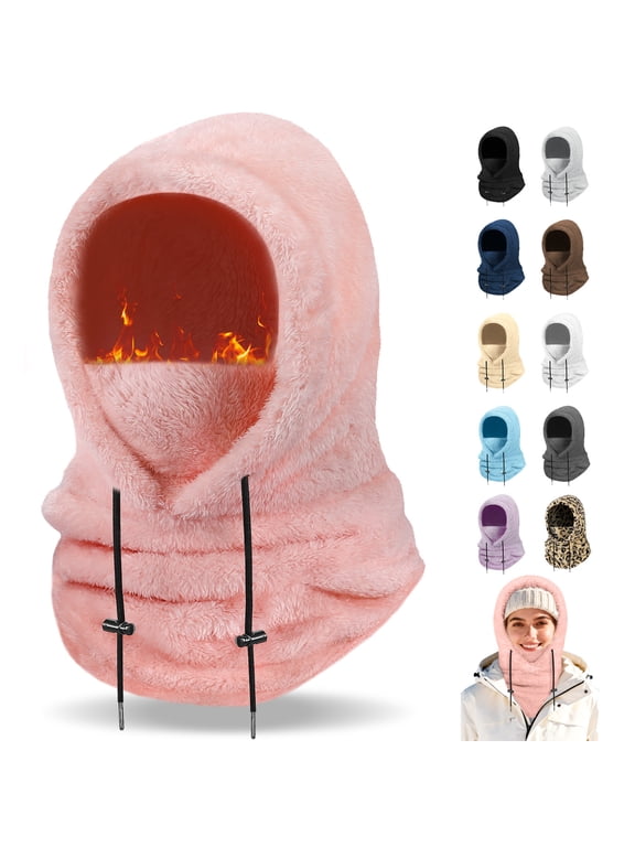 Winter Balaclava Ski Mask: Windproof Fleece Warm Face Cover Hood for Men Women Outdoor Sports Snowboarding Skiing Hiking Cycling Breathable Thermal Cold Weather Gear, Pink