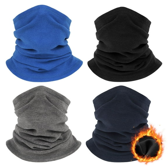 Finvizo Winter Neck Warmer for Men Women: 4 Pack Neck Gaiter Face Ski Mask Windproof Face Cover Fleece Balaclava Scarf for Cold Weather Outdoor Sports