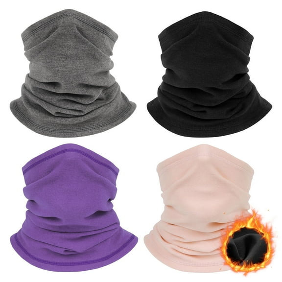 Finvizo Winter Neck Warmer for Men Women: 4 Pack Neck Gaiter Face Ski Mask Windproof Face Cover Fleece Balaclava Scarf for Cold Weather Outdoor Sports