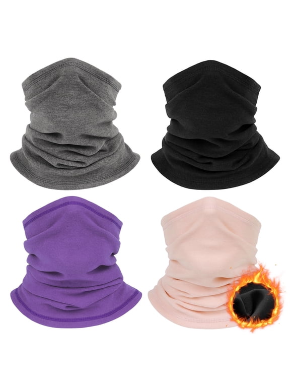 Winter Neck Warmer for Men Women: 4 Pack Neck Gaiter Face Ski Mask Windproof Face Cover Fleece Balaclava Scarf for Cold Weather Outdoor Sports