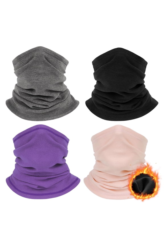 Winter Neck Warmer for Men Women: 4 Pack Neck Gaiter Face Ski Mask Windproof Face Cover Fleece Balaclava Scarf for Cold Weather Outdoor Sports