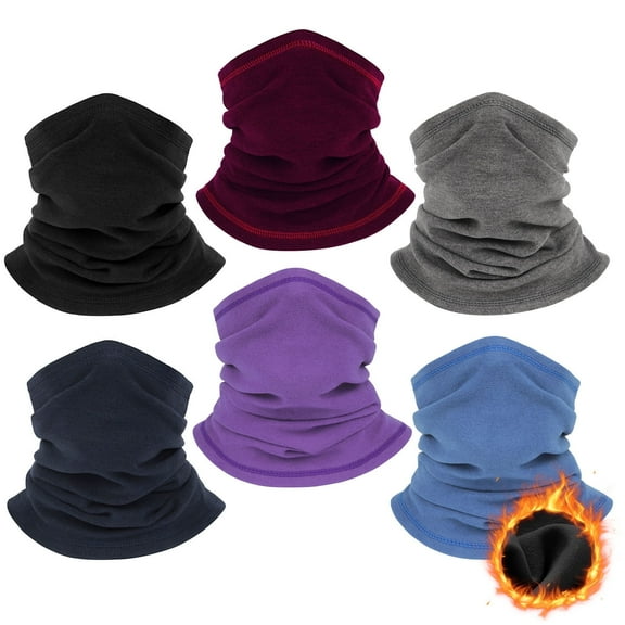 Finvizo Winter Neck Warmer for Men Women: 6 Pack Neck Gaiter Face Ski Mask Windproof Face Cover Fleece Balaclava Scarf for Cold Weather Outdoor Sports