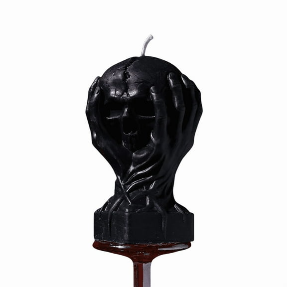 Finymk Halloween Candles Hand-Held Skull Design, Low-Temperature, Gothic Skeleton Statue Burnable Soy Wax Candle for Halloween Party Table Centerpiece Decoration