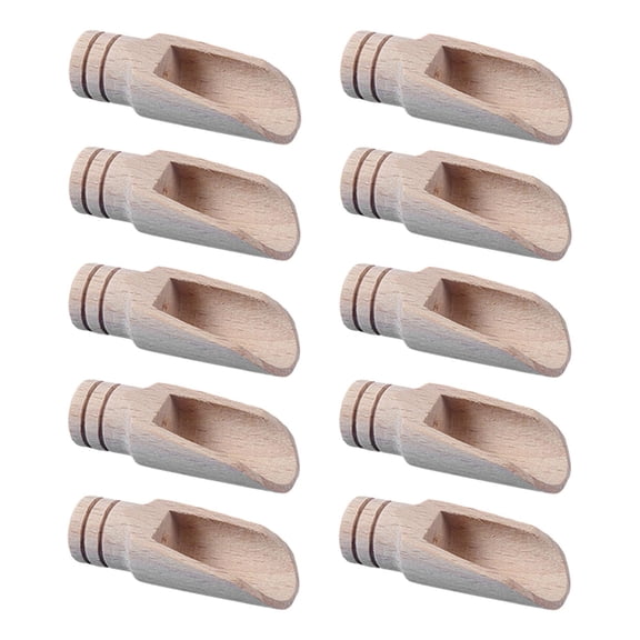 Fiocias 10Pcs Mini Wooden Spoon, Tea Spoon Camping Tableware Small , Coffee Bean Spoon, 48mm
