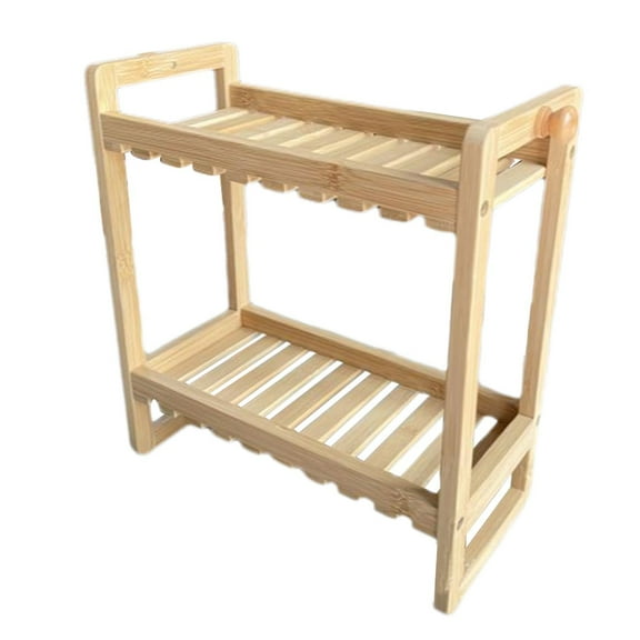 Fiocias 2 Layers Storage Rack Bathroom Storage Shelf Portable Simple Bamboo Table Shower