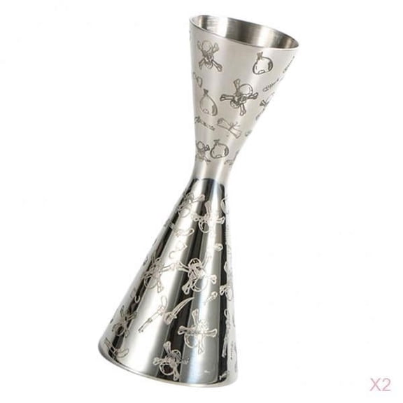 Fiocias 2 Pcs Cocktail Jigger Bartender Tool Measuring Cup Stainless 1oz/2oz Barware