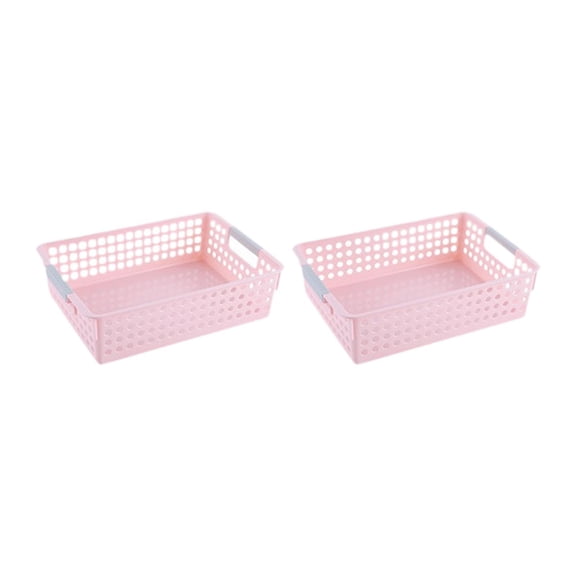 Fiocias 2 Pieces Countertop Storage Basket Toy Organizer Bin Home Storage Bins Stackable Pink